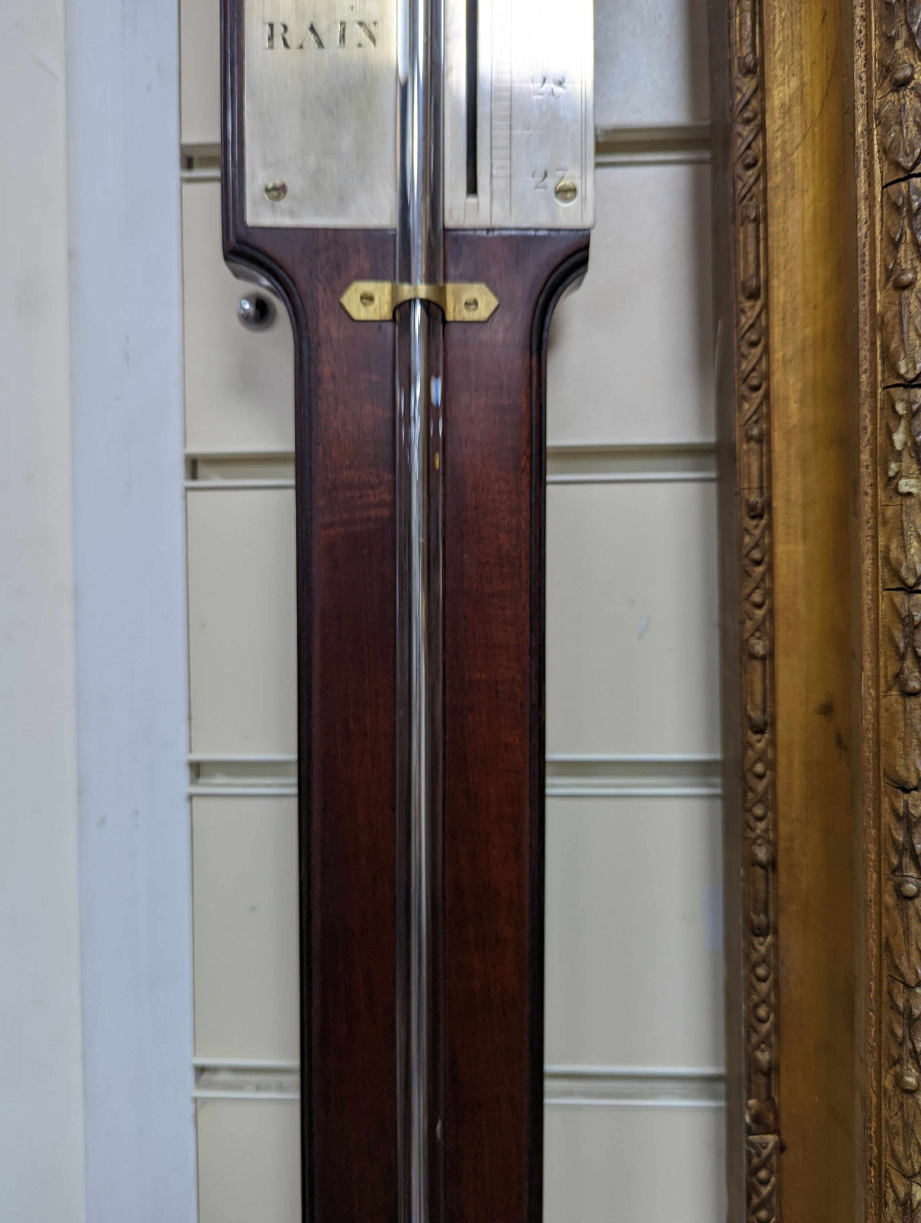 A George III Dolland of London mahogany stick barometer, height 94cm